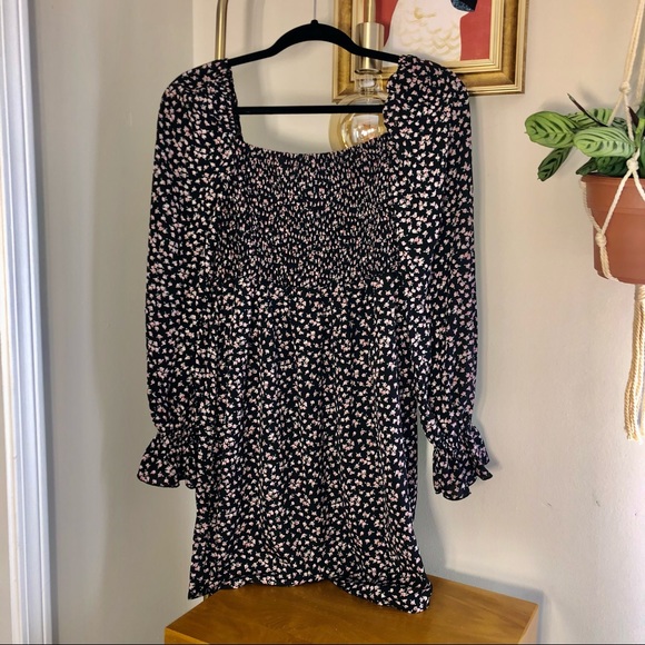 Missguided Milkmaid Shirred Mini Ditzy Black L - Picture 2 of 5